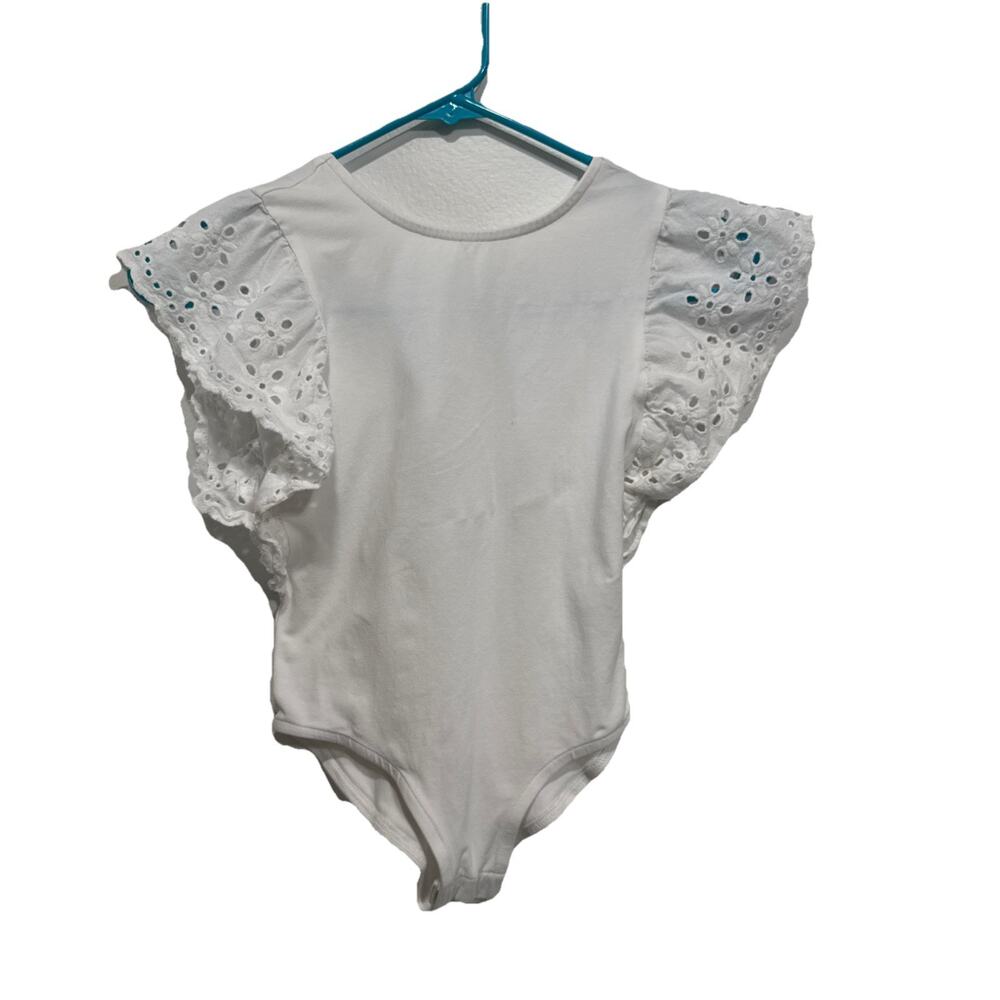 Zara Kids Girl’s Tank Eyelet Ruffle Flutter Sleeve Bodysuit Size 9